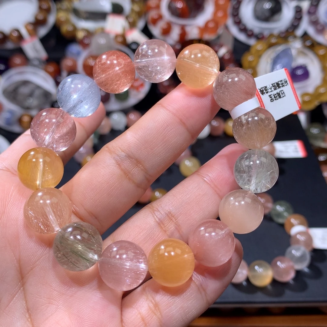 未镶嵌手链水晶彩兔毛13mm