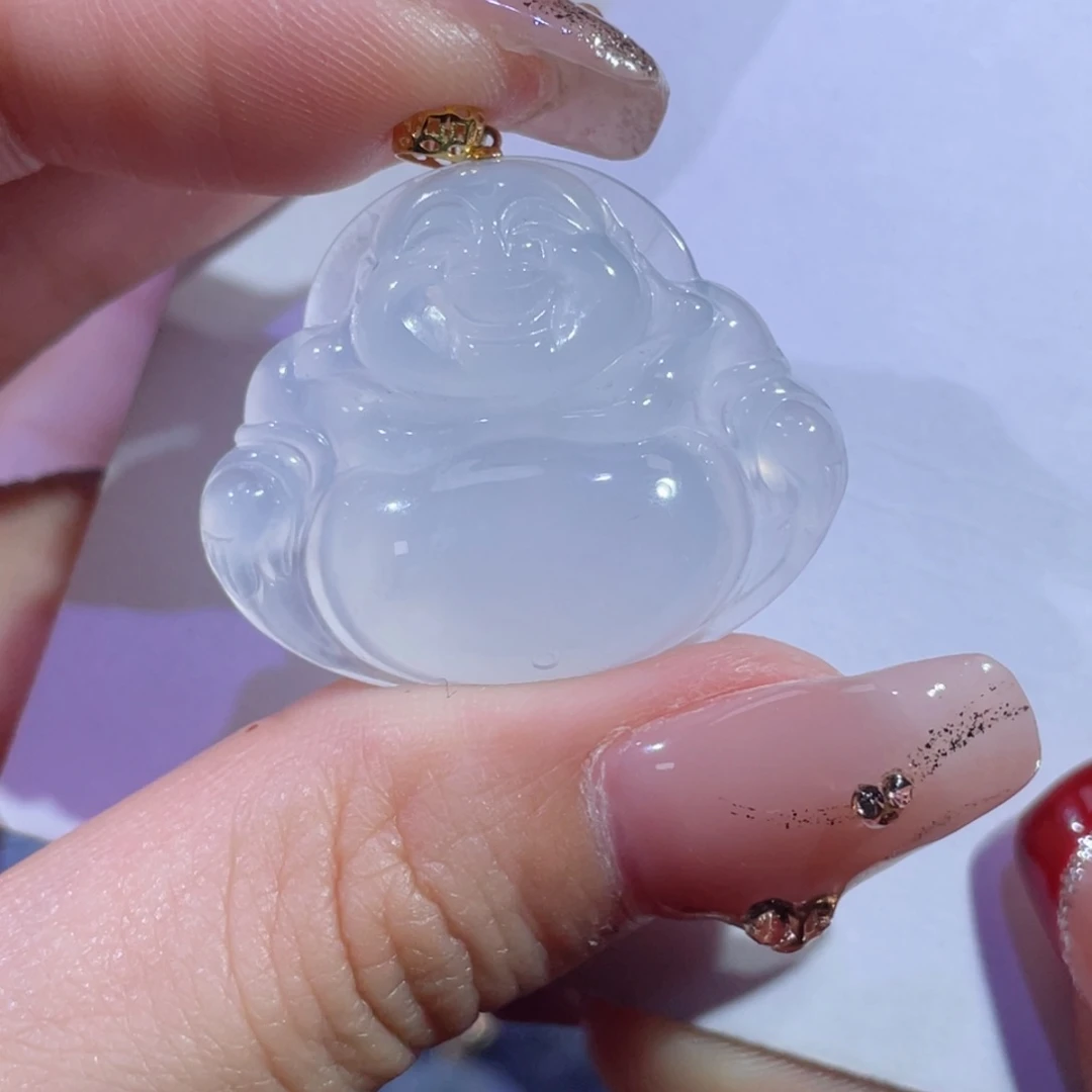 翡翠颈饰18K金镶嵌佛公