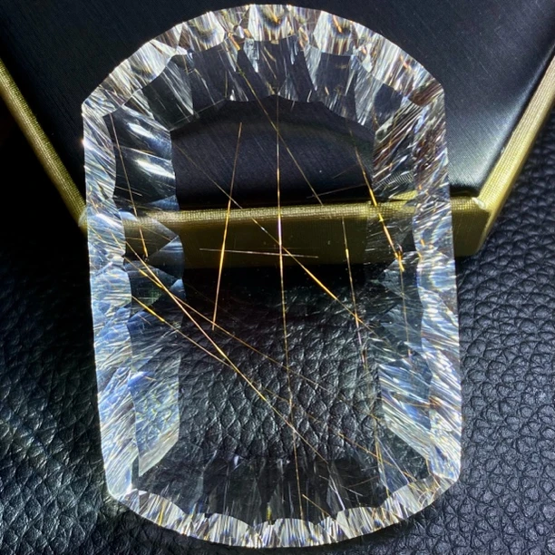 天然精品全净体金铜发晶平安无事牌把件一物一图正品送证书