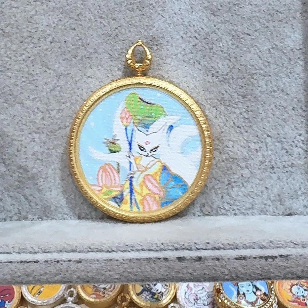吊坠福利，九尾狐，纯手绘