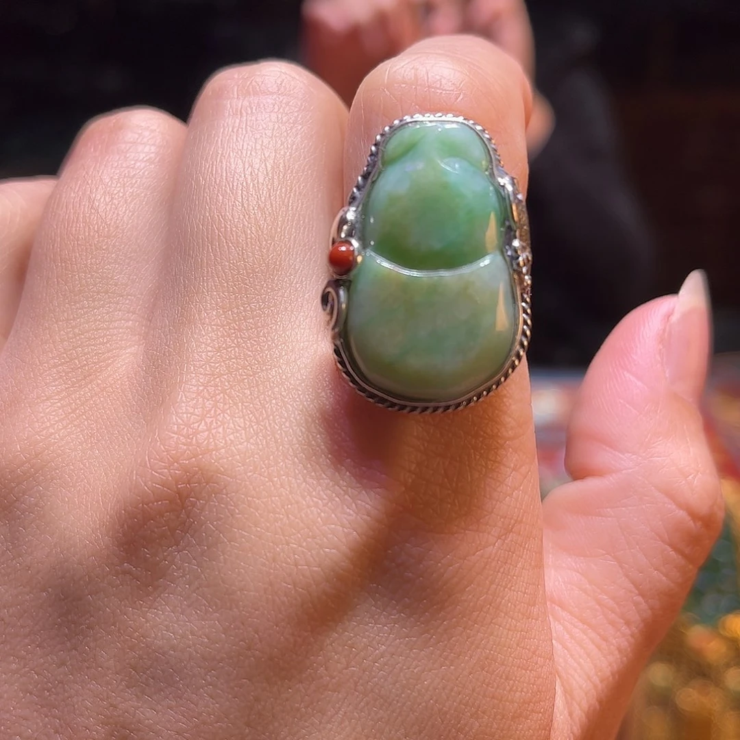 翡翠银S925镶嵌戒指