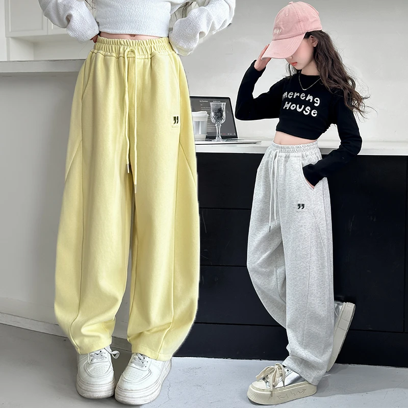 女童裤子春秋装2025新款女中大童洋气阔腿裤春季女儿童休闲运动裤