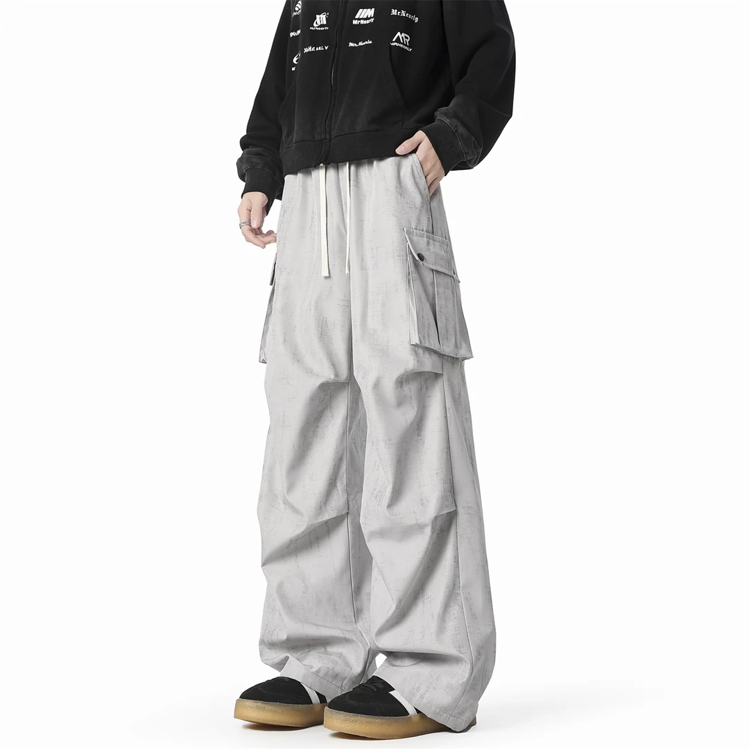 长裤透气工装裤秋季工装伞兵裤休闲裤宽松直筒潮流美式学院高街