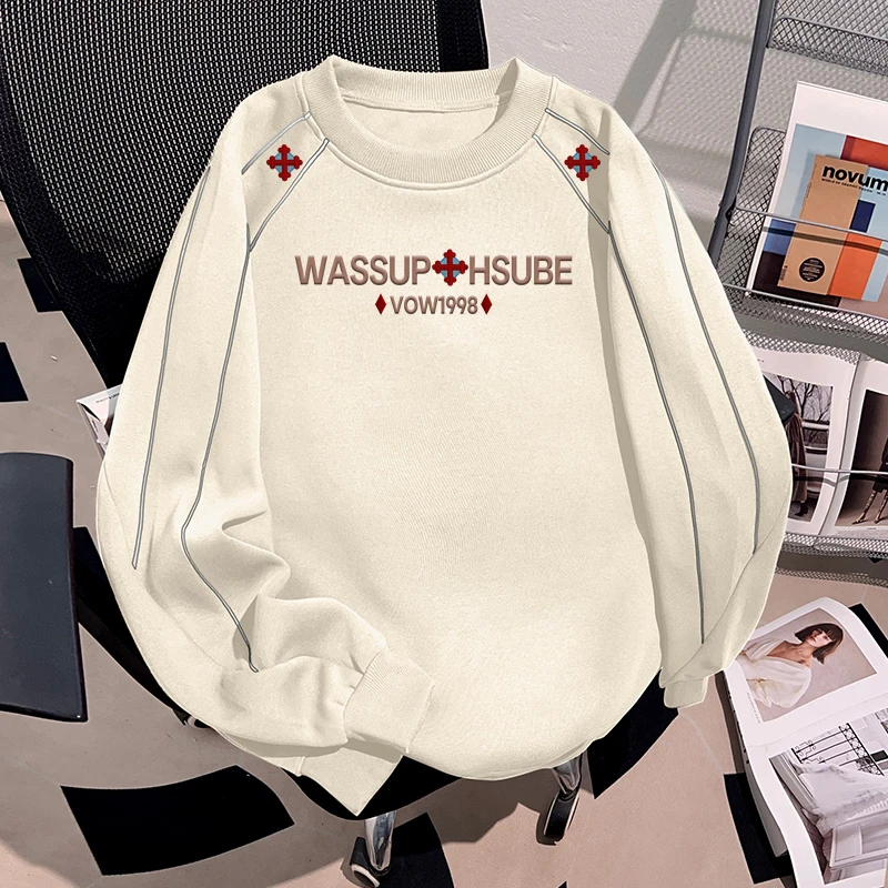 潮流卫衣秋冬季春秋卫衣常规宽松圆领上衣薄款印花休闲百搭