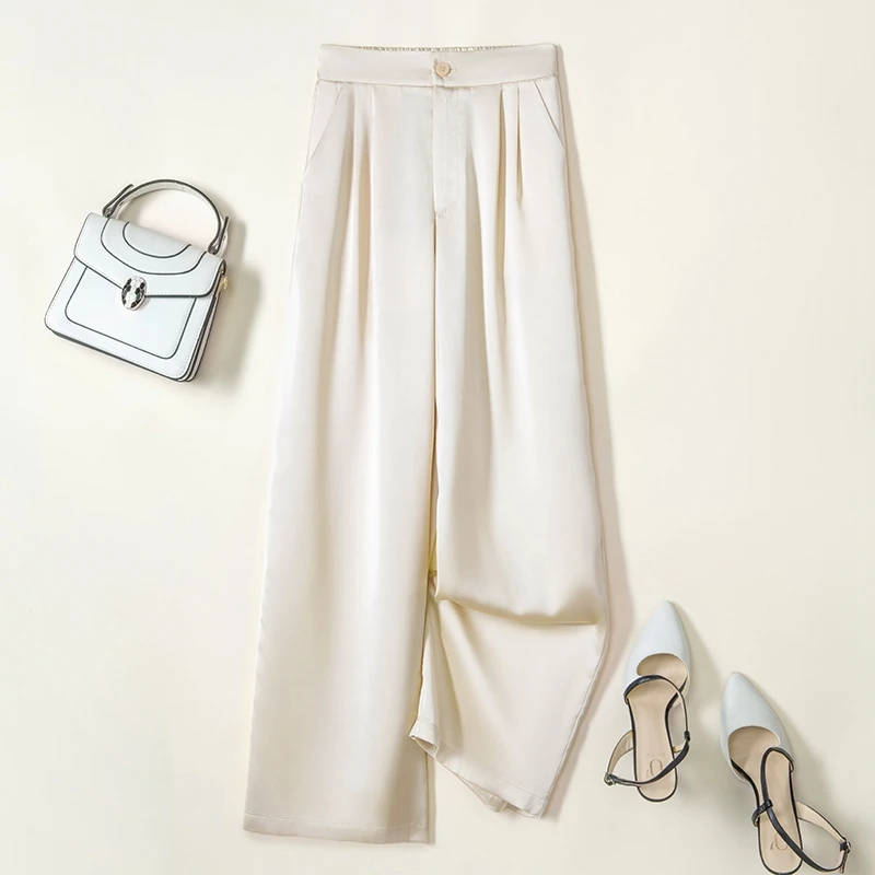 【梅姐专属】桑蚕丝直筒纯色高级通勤垂感休闲气质显瘦长裤GZK001