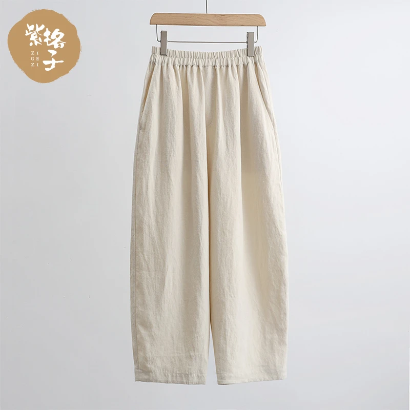 2025春夏新款汉麻女裤宽松显瘦休闲裤高端麻料九分裤时尚阔腿裤女