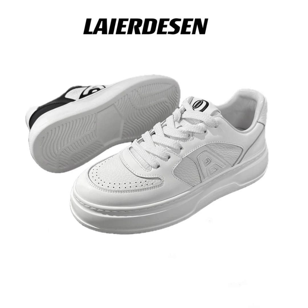 欧洲站2025春季新款头层牛皮轻便软底拼色真皮透气运动休闲板鞋