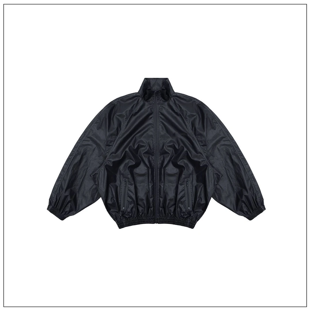 【上海】MASONPRINCE洗水仿皮棉布立领夹克外套