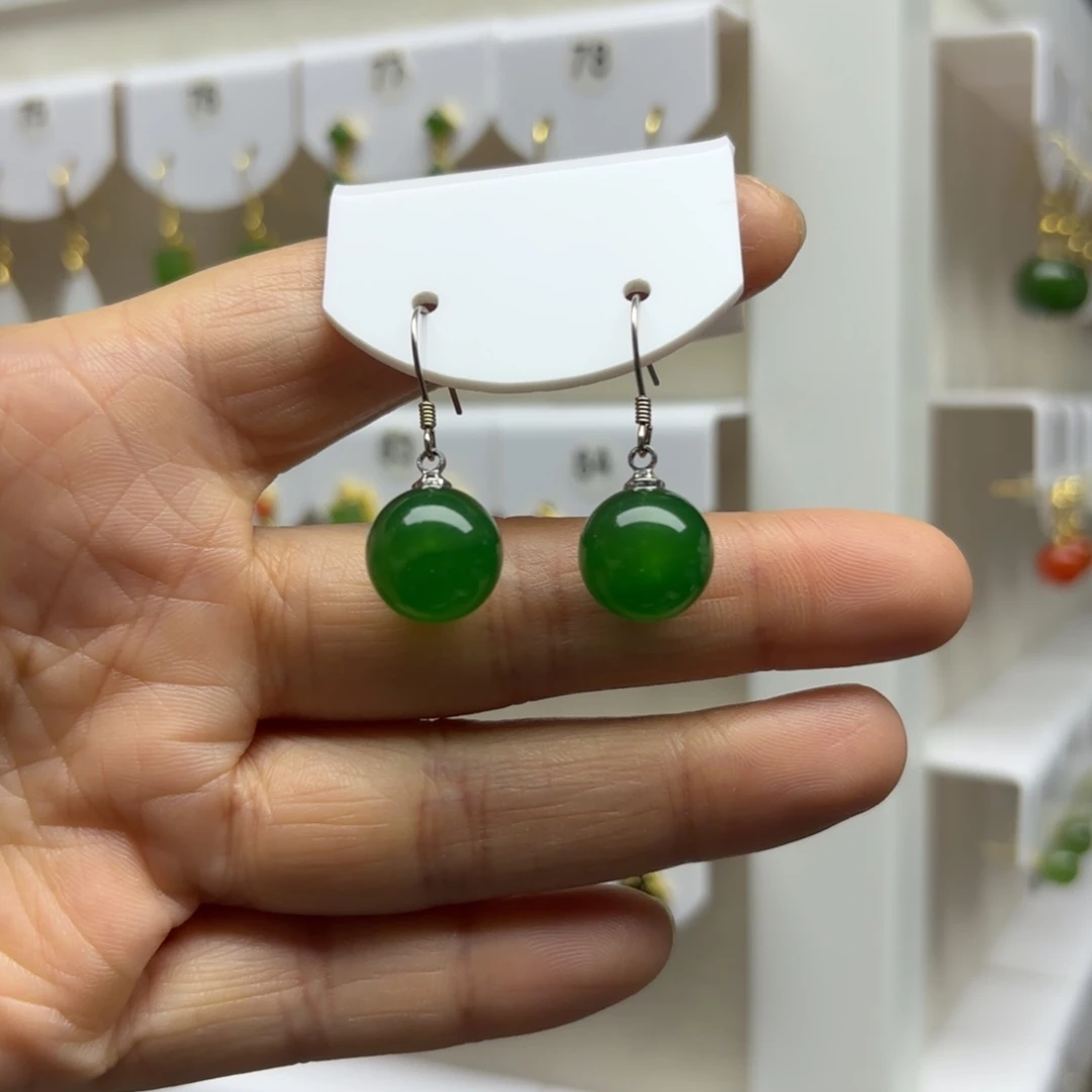 玛瑙/玉髓银S925镶嵌耳饰