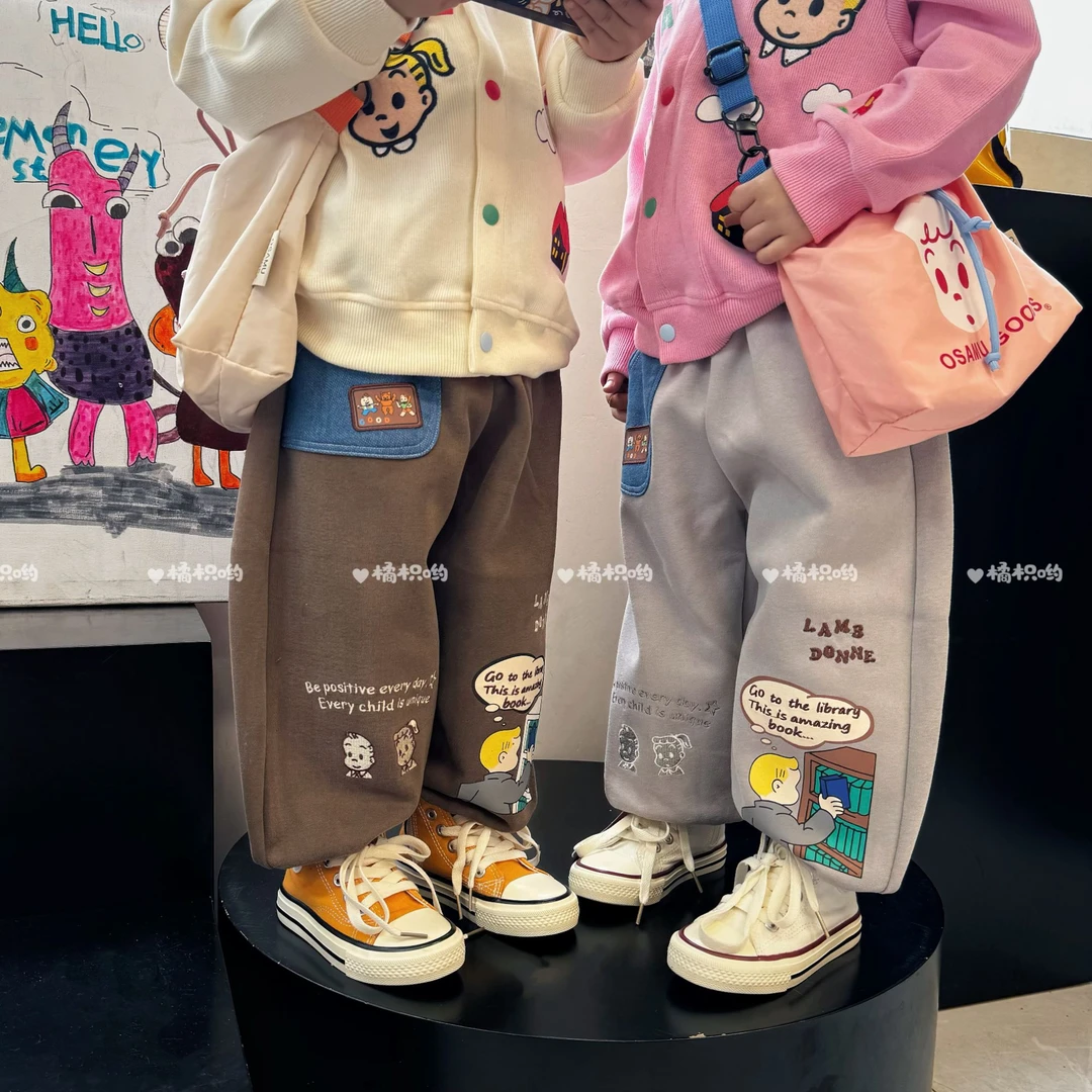 【橘枳哟】原田刺绣贴布牛仔图书馆九分卫裤