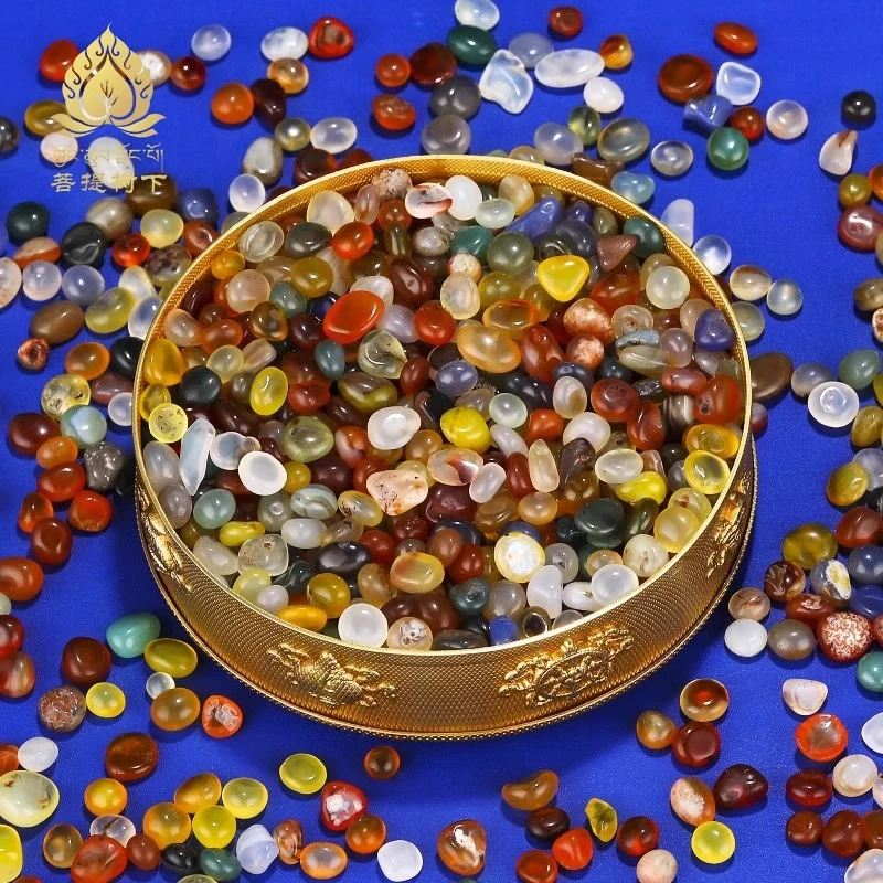 天然彩色玛瑙石修供曼扎盘宝石装宝瓶佛塔用天然七宝石玛瑙石1斤