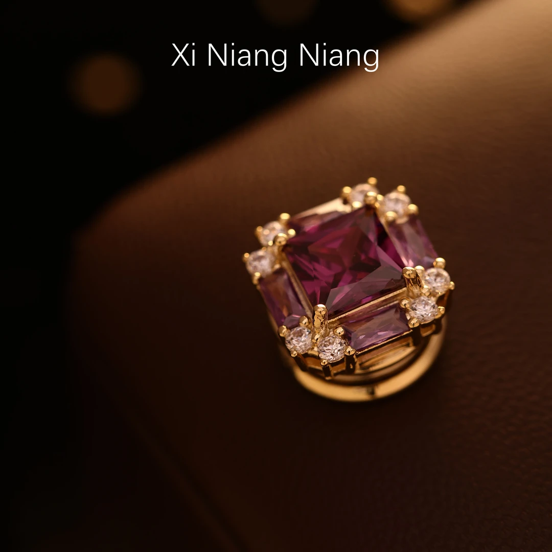 铜合金仿水晶胸针 澜七-小众紫水晶创意复古磁吸小胸针-S3698