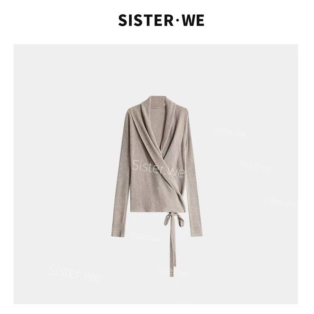 【no退no换】薇姐【暮念】Sister·We高级百搭羊毛绑带交叉上衣 60216