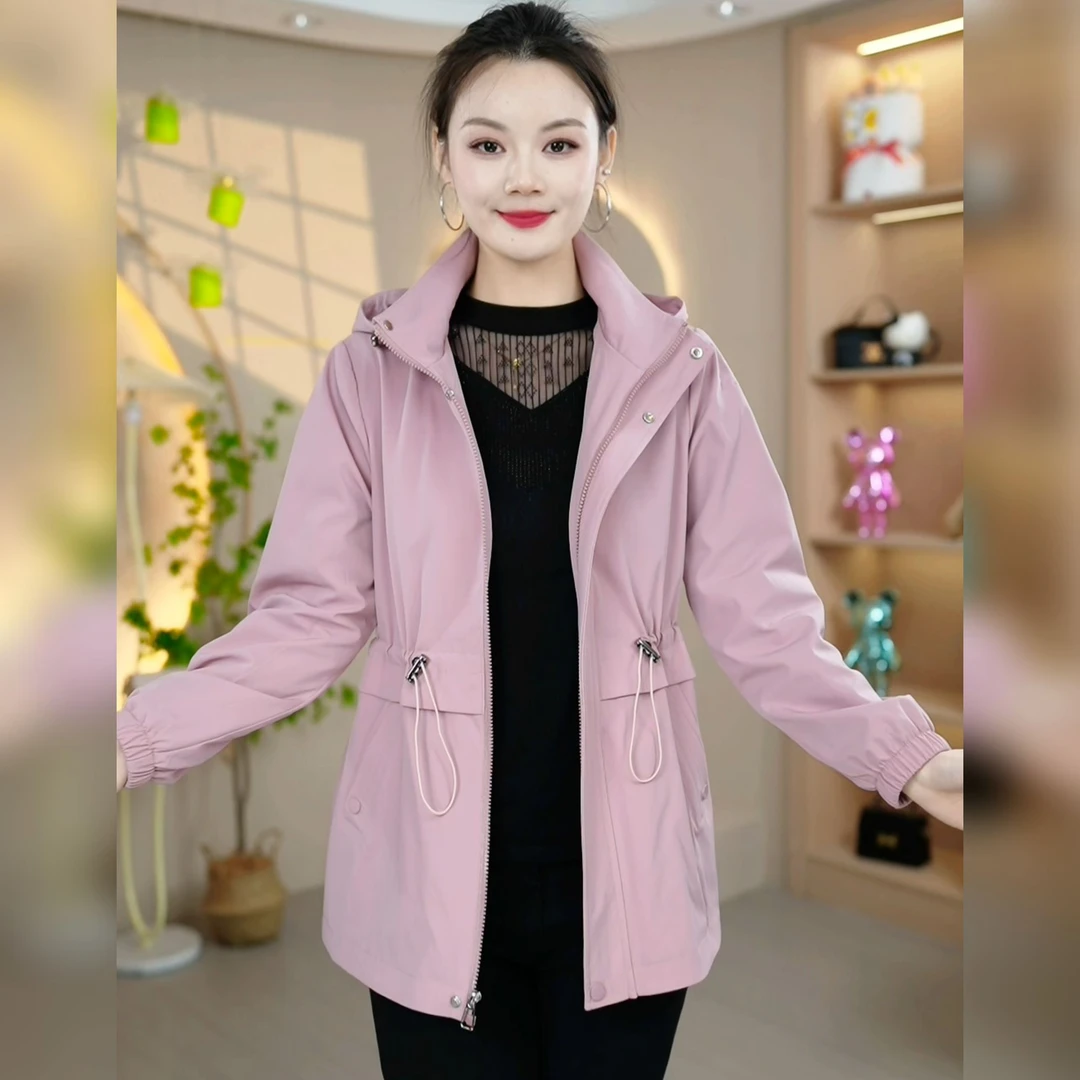 2025新款洋气防风百搭时尚休闲韩版减龄中长款连帽宽松派克服外套