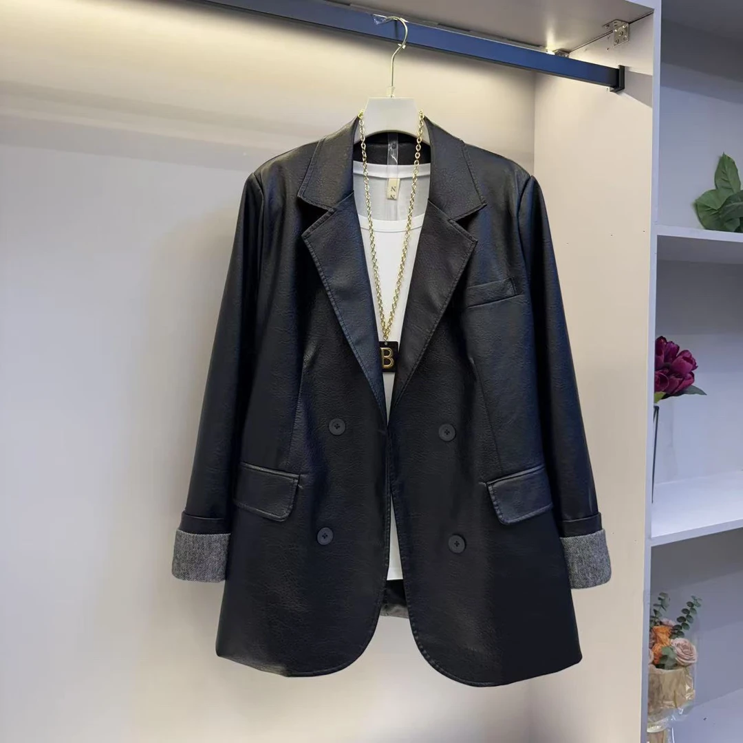 欧货韩范高级感气质西服领宽松休闲时尚外套