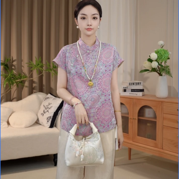 【朝花夕拾】新中式国风小飞袖女上衣改良式唐装2025B9611-倩倩