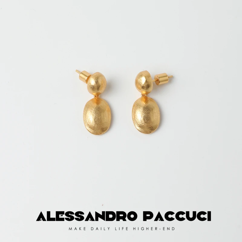 黄铜耳饰 AP洛哥43030EE【光辉】金色手工抛光时尚百搭肌理感耳环