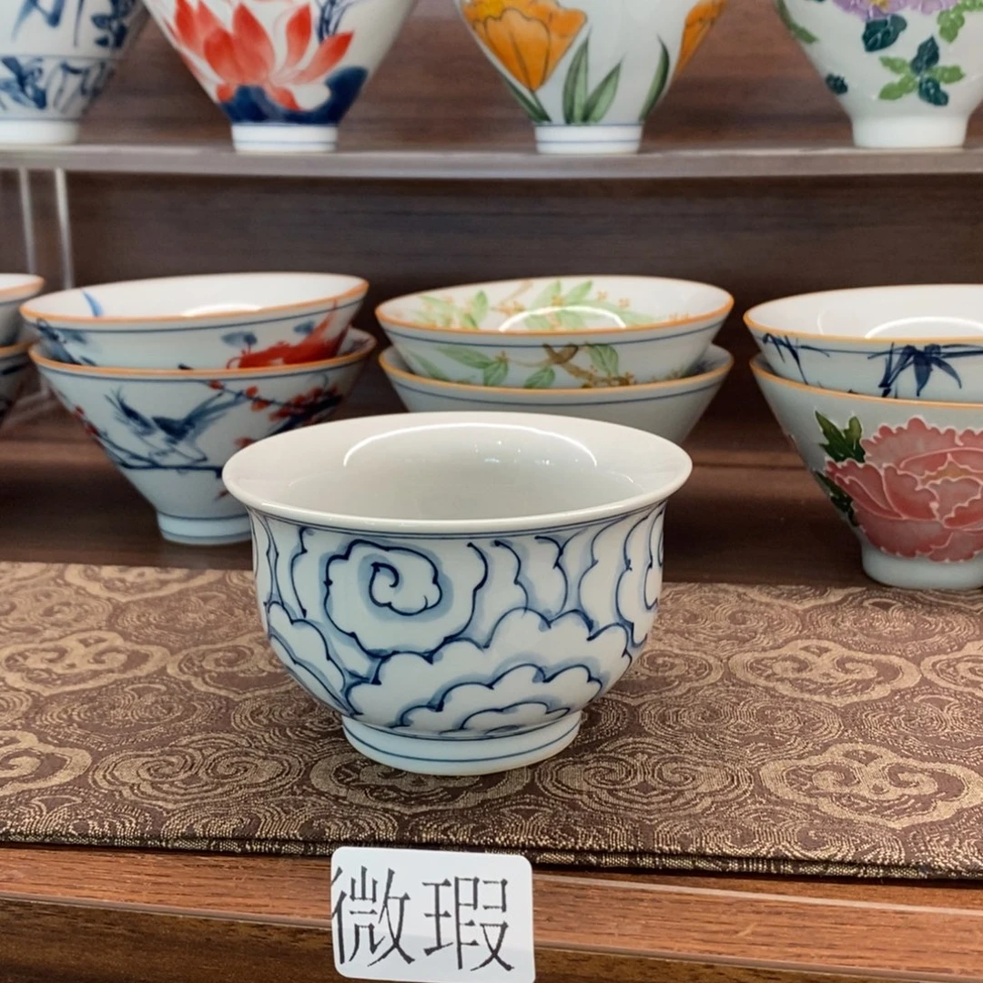 釉下手绘茶具微瑕手工绘制