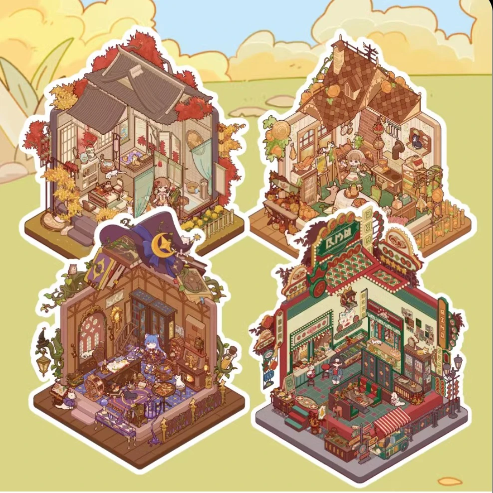 【时空工坊】我的休闲时光造景贴纸3D微缩小屋可爱DIY手账咕卡素材