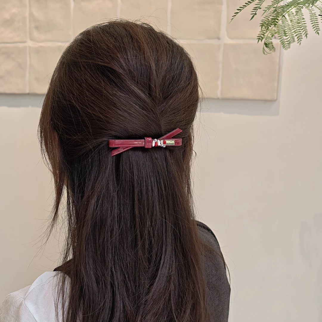 1033安哥拉红弹簧夹发夹（手工微瑕介意勿拍）