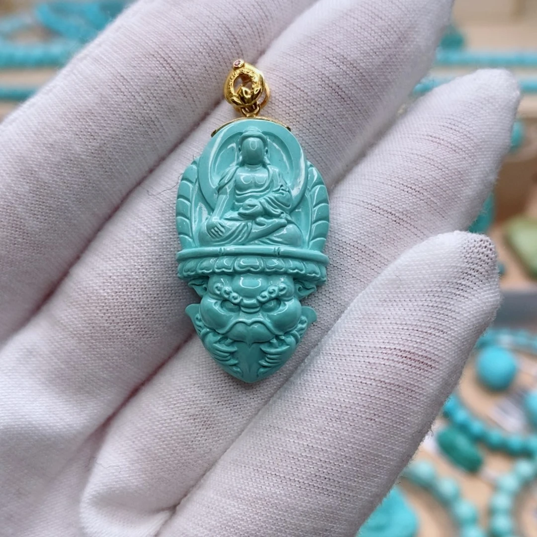 绿松石18K金镶嵌珠宝奇石