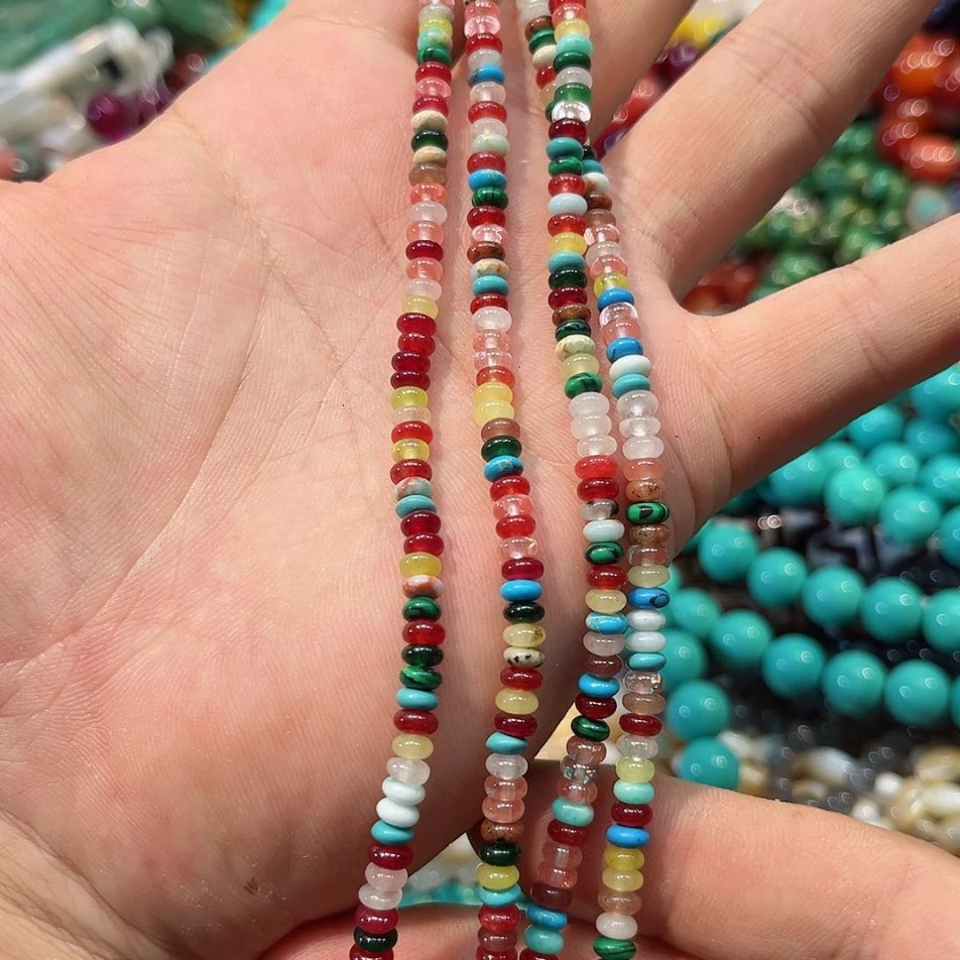 玛瑙/玉髓合金珠宝半成品多宝算盘一条4mm