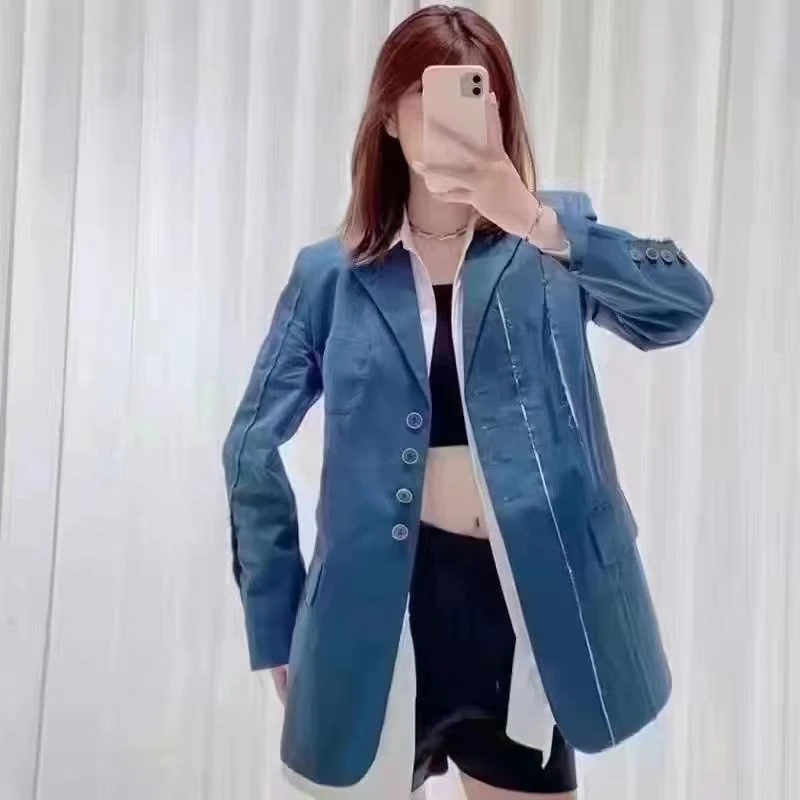 不支持退换/秋季休闲翻领薄款春季千金风外套双排扣5400591