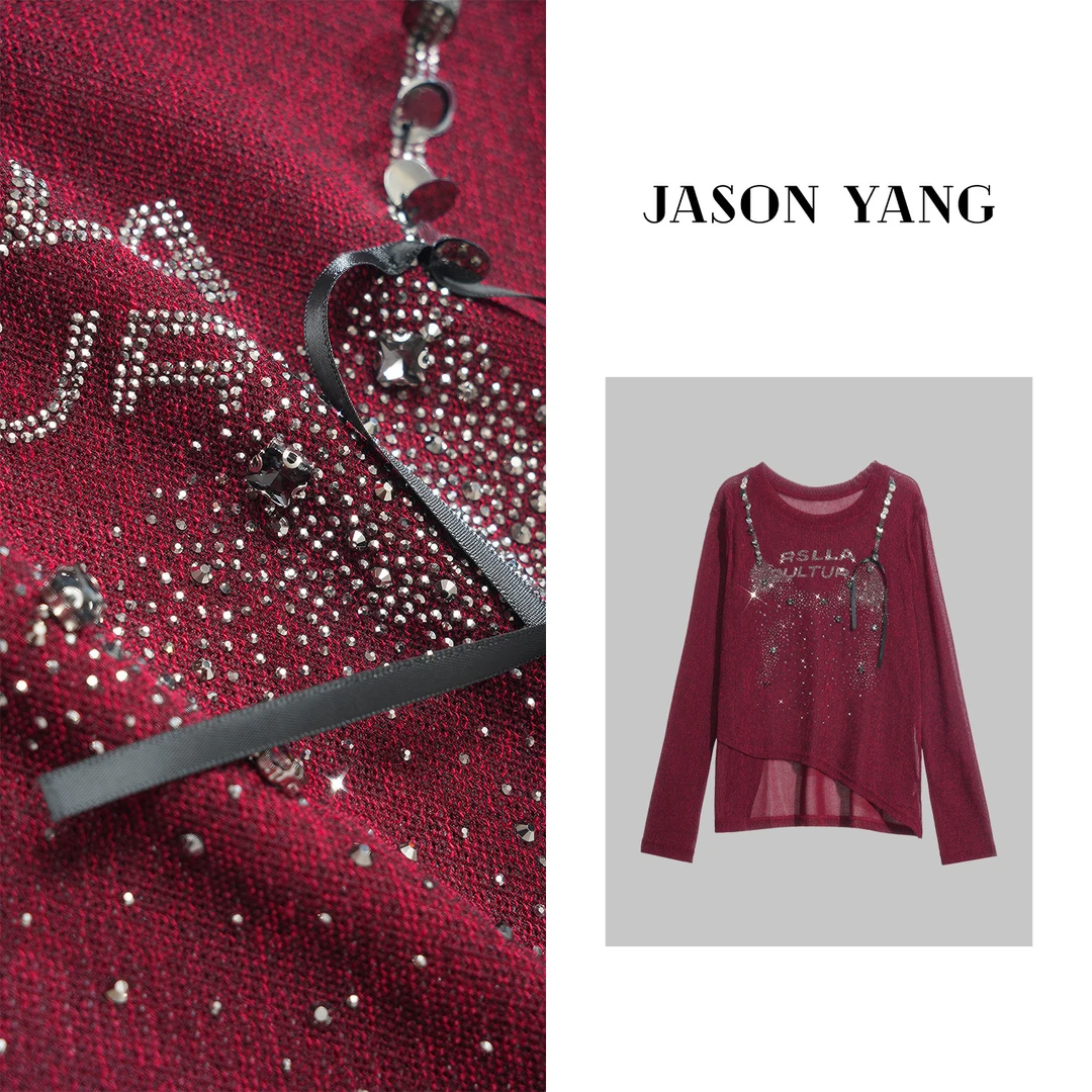 丽丽家 冬季新灰色字母重工高领简约百搭厚款毛衣