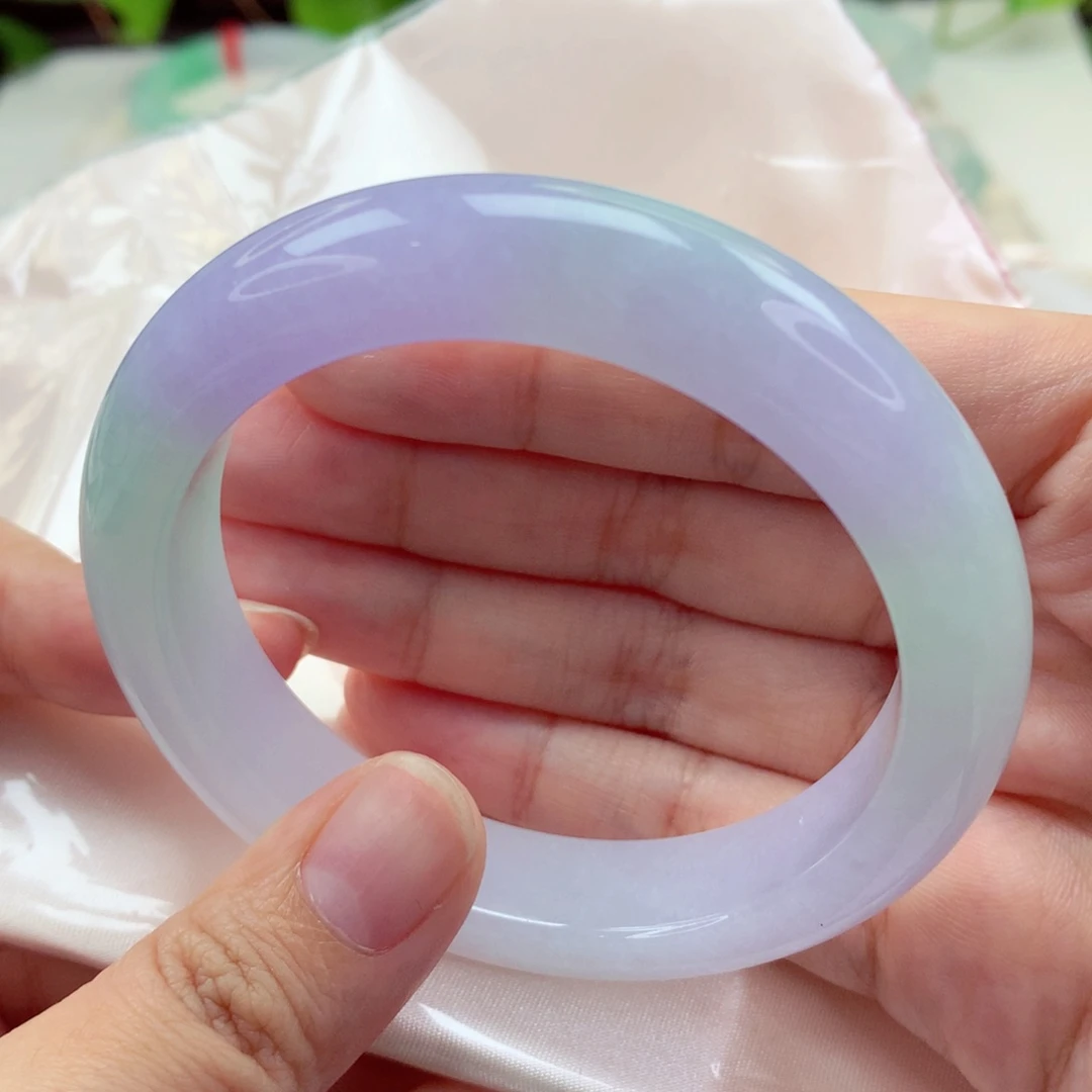 未镶嵌手镯翡翠女****、57春彩 仙气飘飘 完美 喵喵