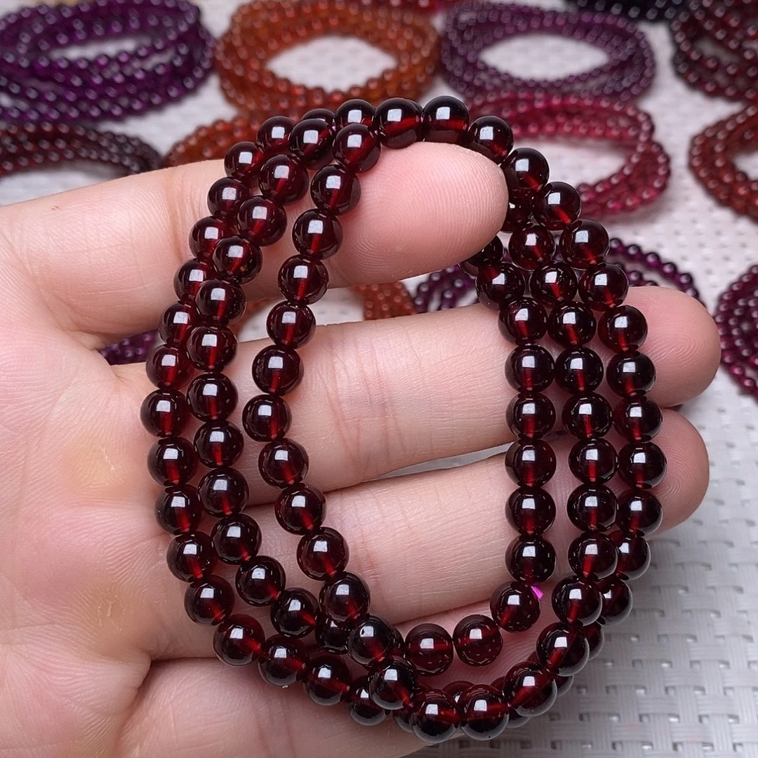 手链未镶嵌石榴石卡6高品质酒红三圈
