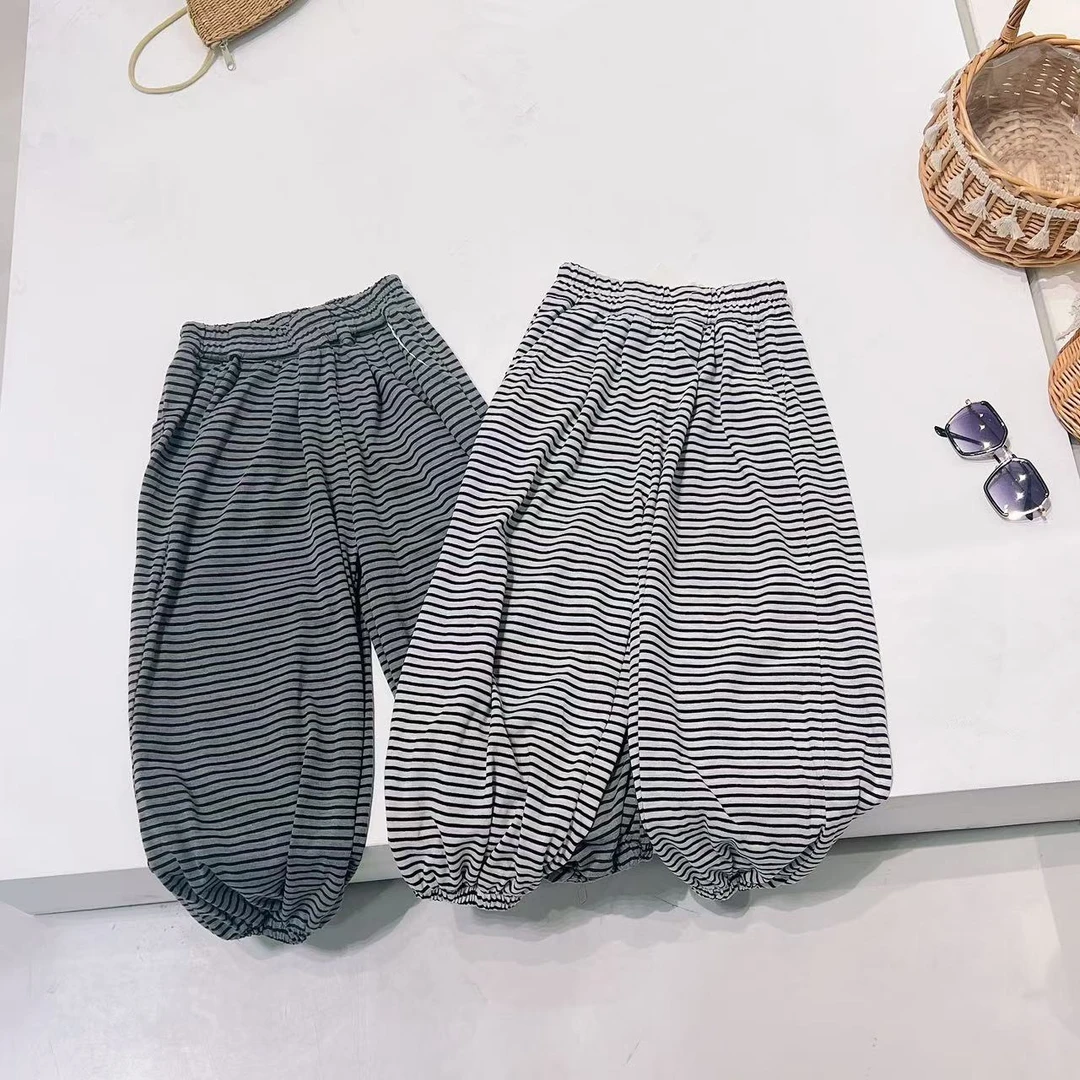 1286儿童夏款长裤精梳棉条纹运动裤