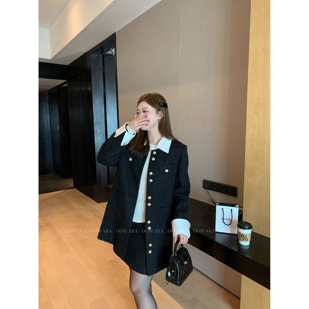 现货大婉酱微胖定制法式设计感连衣裙外套两穿翻领显瘦上衣 5811D