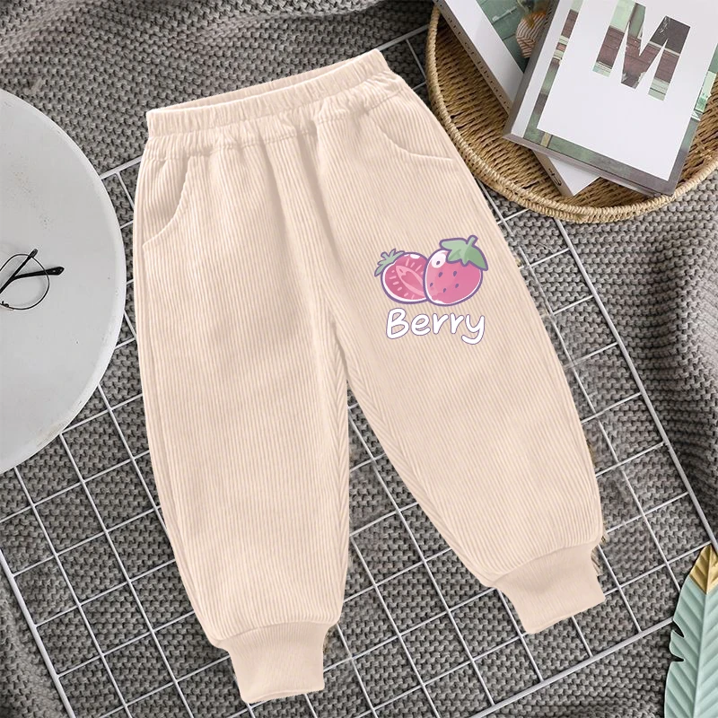 儿童裤子春秋新款潮流松紧男女童运动裤中小童洋气百搭灯芯绒长裤