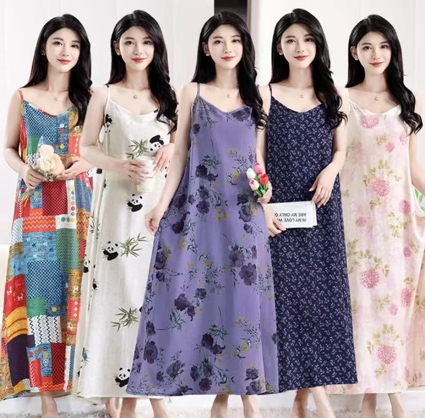 一字领无袖吊带裙2025年新款简约百搭显瘦连衣裙睡衣女长裙家居服