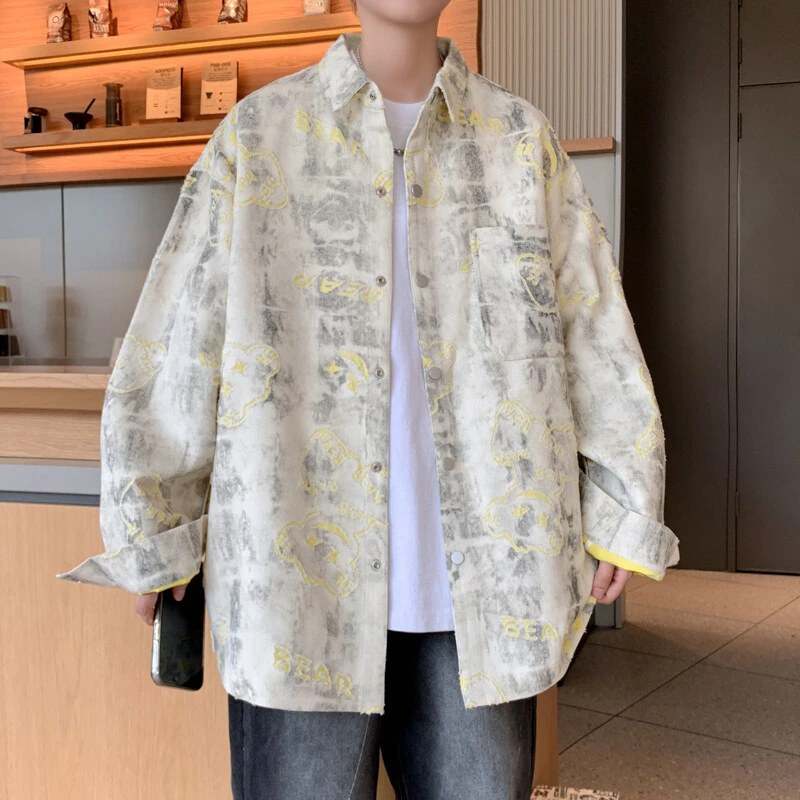 春夏秋季百搭加厚工艺面料长袖衬衫外套学生青少男夹克初中