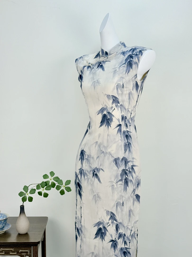 水竹烟｜如愿2025春夏新款年轻气质优雅复古港风修身款旗袍裙