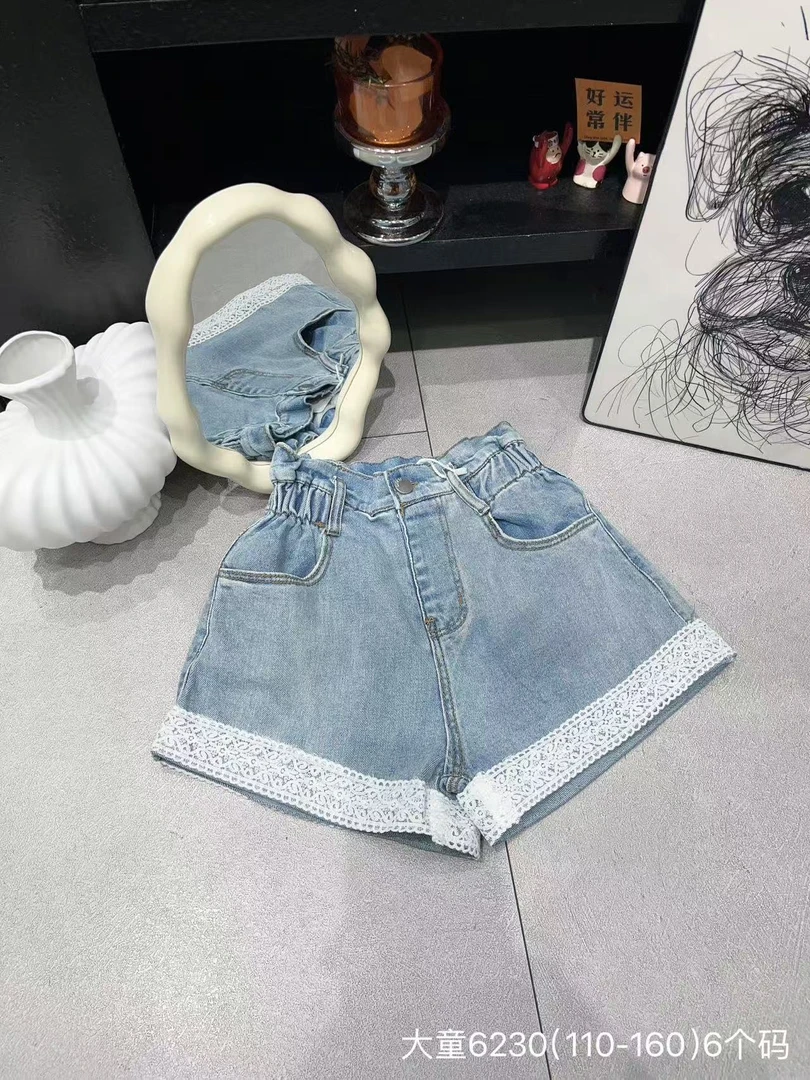 【新疆包邮】夏季新款宽松蕾丝边牛仔短裤W256