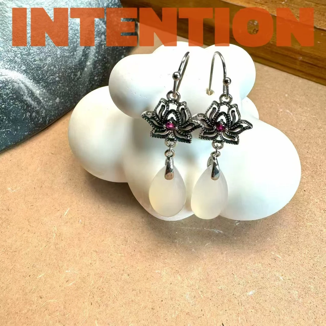 耳饰 正品INTENTION 新中式荔枝冻水滴耳坠AE874