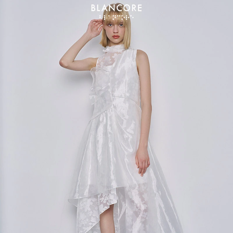 【明星同款】BLANCORE秋季新甜酷礼服裙拼纱剪花背心连衣裙