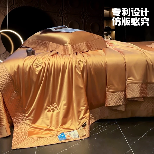 慧媄居-进口重磅贵妇三醋酸真丝spa丝滑夏凉被蚕丝软凉席四件套