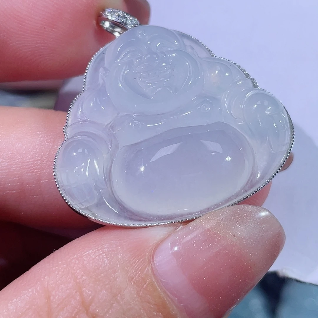 翡翠18K金镶嵌颈饰佛公