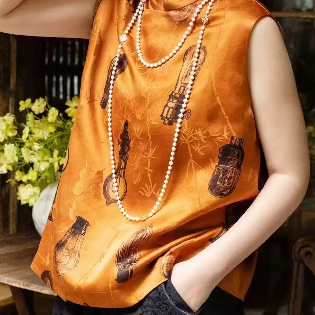 【现货｜逐光】2025夏季新款中式国风香云纱无袖上衣