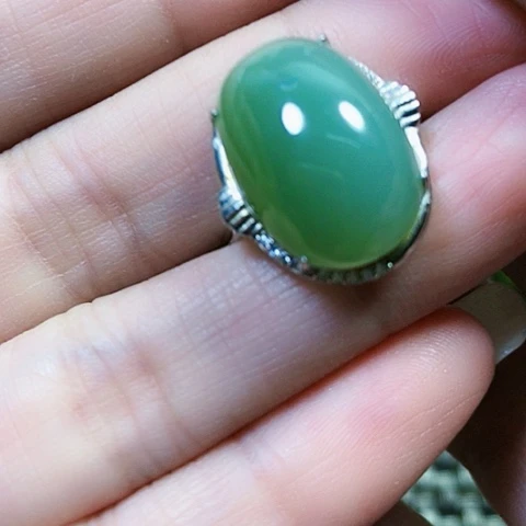 和田玉银S925镶嵌戒指