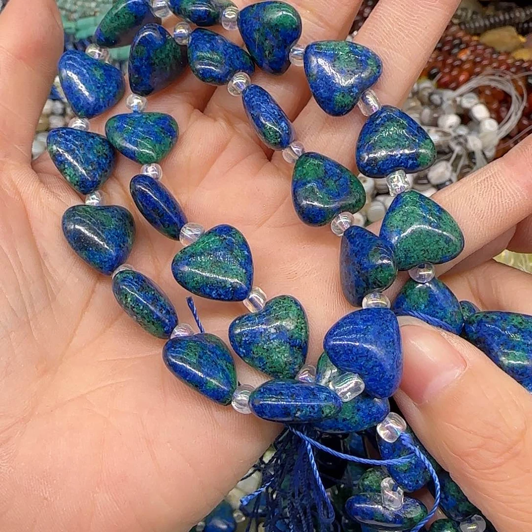 玛瑙/玉髓合金珠宝半成品凤凰青金14mm爱心一条