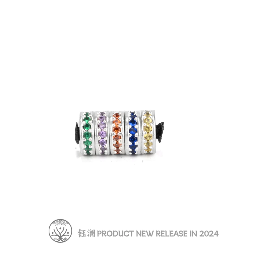 钰澜文玩白铜五色彩虹段-6mm-手串长串diy搭配必备文玩配饰