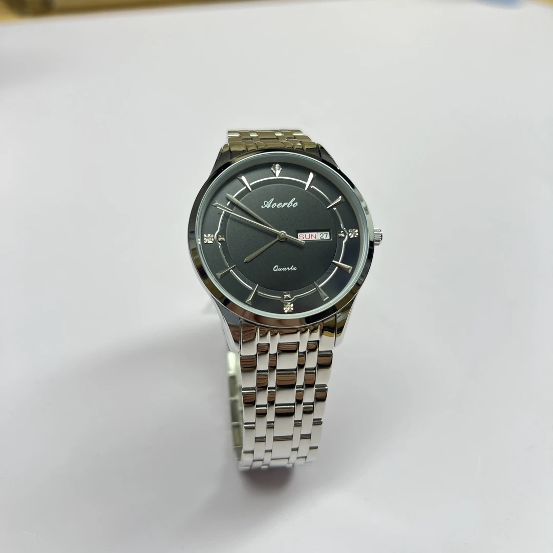 男款石英表双日历黑色