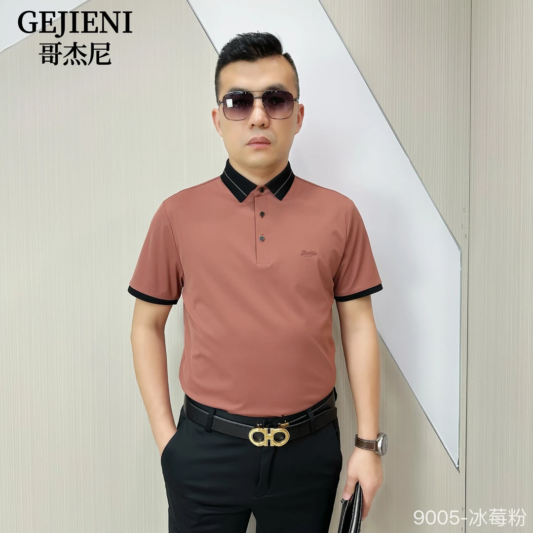 【冰感桑蚕丝】哥杰尼夏季男士凉感透气翻领短袖T恤高档POLO衫G9105