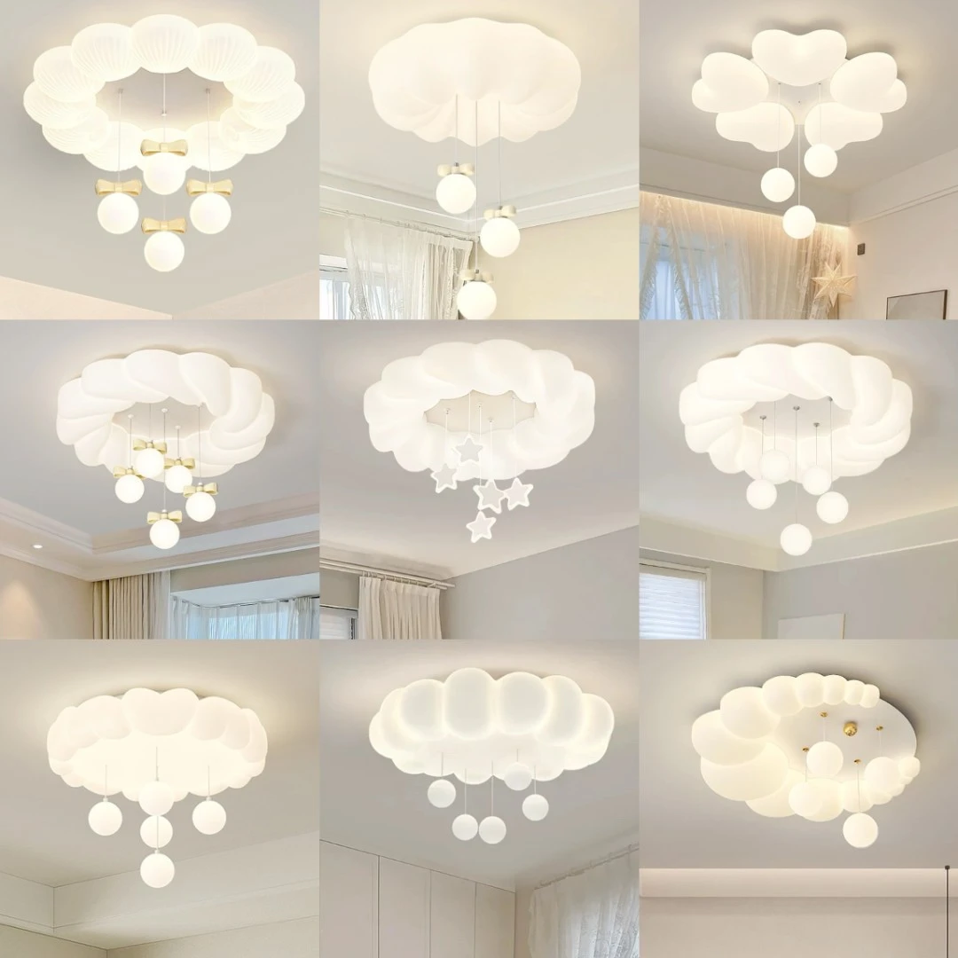 奶油风吊球高亮度主卧室灯房间大灯护眼全光谱卧室吸顶灯中山灯具