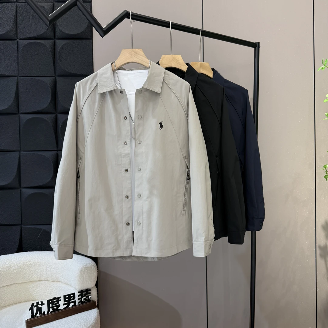 斜下摆抗皱夹克秋季简约风立领商务刺绣休闲男宽松55707
