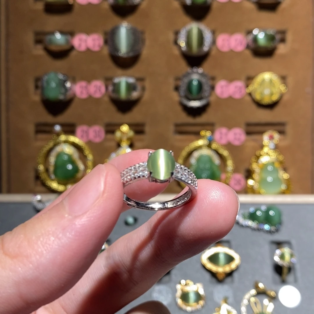 和田玉银S925镶嵌戒指